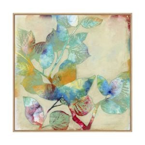 Artey | Merging Leaves I - Framed Canvas - Natural Frame - 100 x 100cm
