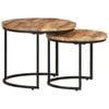 vidaXL 2x Solid Wood Mango Nesting Tables Accent Couch Table Coffee Table
