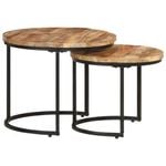 vidaXL 2x Solid Wood Mango Nesting Tables Accent Couch Table Coffee Table