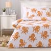 Jack & Ava Ollie the Octopus Kids Reversible Quilt Cover Set Orange Queen Bed