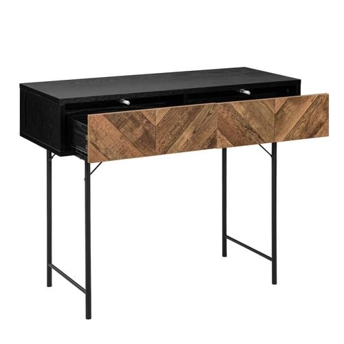 Verona Console Hallway Table 2 drawers woodgrain and black - Bunnings ...
