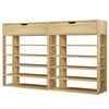 Oikiture Shoes Storage Rack 5-tier Shelves with Drawer Natural Set of 2