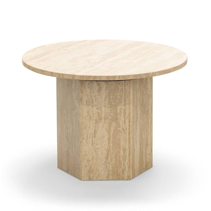 Hexica 60cm Round Cream Travertine Coffee Table