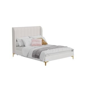 Charlotte Double Upholstered Bed Frame - Bone Ivory