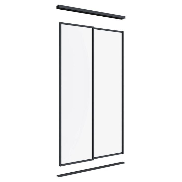 Lugna 2100 x 1200mm Black Optiglass Panels Wardrobe Double Sliding Doors
