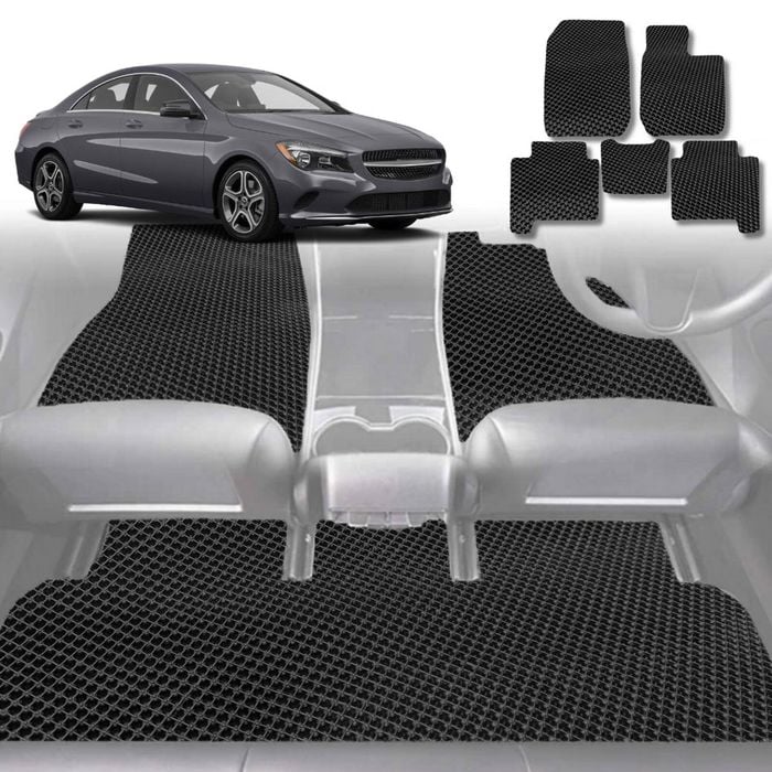 6D Diamond Car Floor Mats for Mercedes-Benz CLA-Class (C117)2013-2019-Full Set-Black-Outback GT