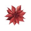 Catzon 12 Pcs Gllitter Christmas Flowers with Clip-Red