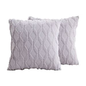 Catzon 2 Pcs Faux Wool Throw Pillow Covers Farmhouse Couch Pillowcases 45X45cm-Light Grey