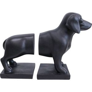 LVD Bookends Pair Resin Daschound Dog Home/Office Decor 32cm Black