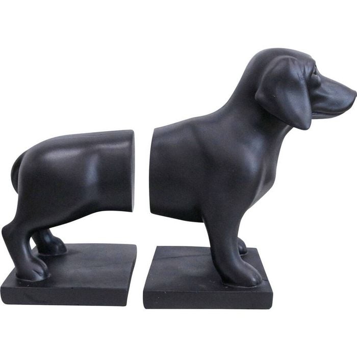LVD Bookends Pair Resin Daschound Dog Home/Office Decor 32cm Black
