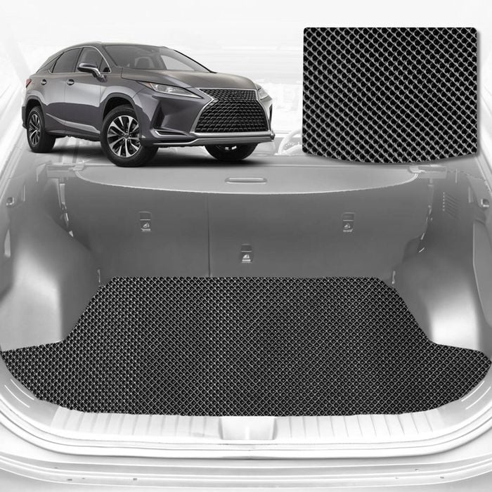 6D Diamond Car Boot Mat for Lexus RX (20R, 25R, 26R)2015-2022-(3rd Row folded/5 seater)-Cargo Mat-Black-Outback GT