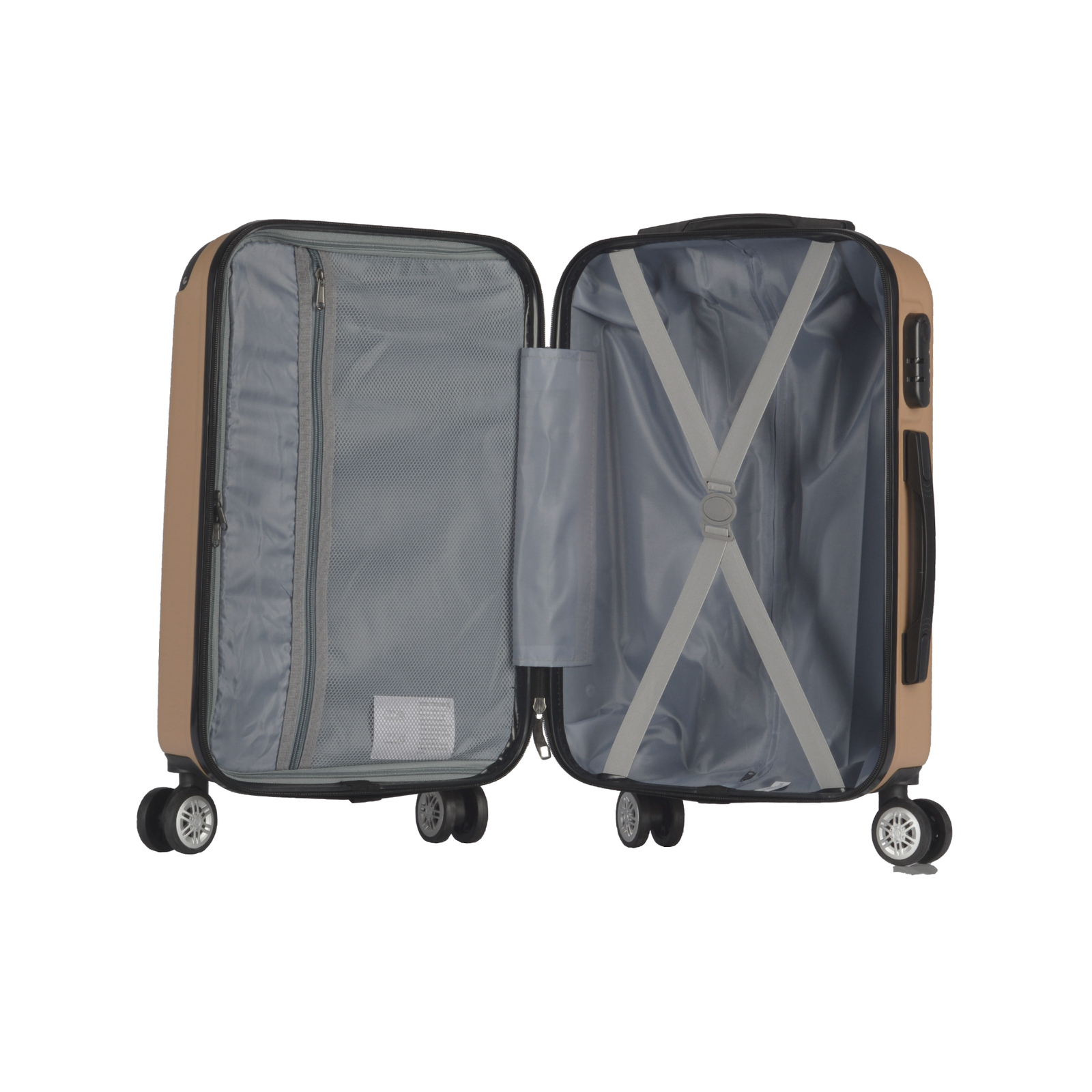 Milano Premium 3pc ABS Luggage Suitcase Luxury Hard Case Shockproof Travel Set 3 Piece Champagne Gold Bunnings Australia