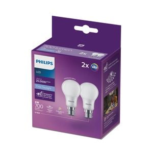 Philips A60 B22 LED 700lm Cool Daylight 6W Globe - 2 Pack
