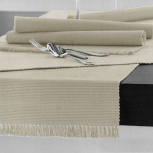 Hoydu Cotton Ribbed Table Runner 45cm x 200cm - Pebble