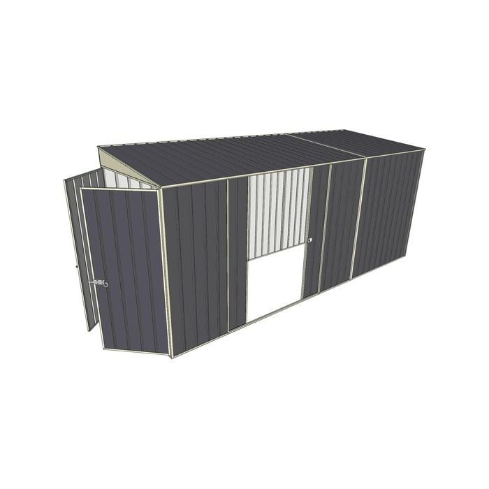 Build-a-Shed 1.5 x 4.5 x 2m Double Sliding Side Door Skillion Shed - Grey
