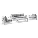 Kansas 3+1+1 seater Outdoor Aluminium Lounge Set with Coffee Table White - Textured Olefin Grey