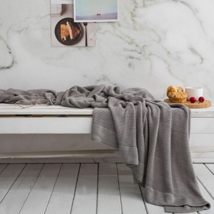 CottonMore Bamboo fibre knitted ice silk textile blanket Throw Rug 130x160cm - Grey