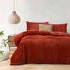 Dreamaker Embossed Teddy Fleece Quilt Cover Set Rust Red Single Bed