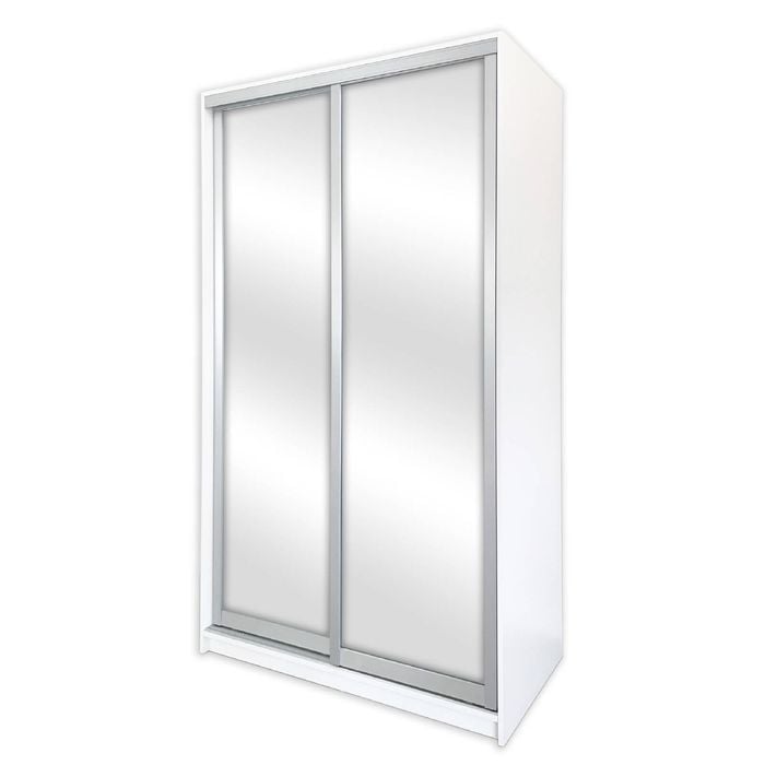 Bedford 1150mm 2 Door Sliding Robe Bundle with White Glass Doors - White