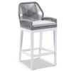 Hugo Outdoor Aluminium and Rope Bar Stool White - Grey Rope -Textured Olefin Grey