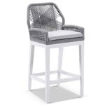 Hugo Outdoor Aluminium and Rope Bar Stool White - Grey Rope -Textured Olefin Grey