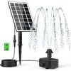 Solar Water Fountain 7v 3.5w With 2000mah Battery, 7 Nozzles
