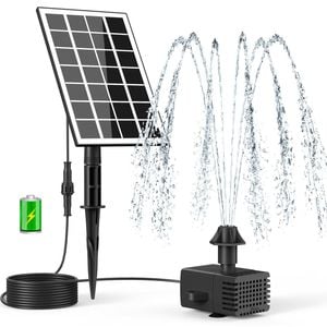 Solar Water Fountain 7v 3.5w With 2000mah Battery, 7 Nozzles