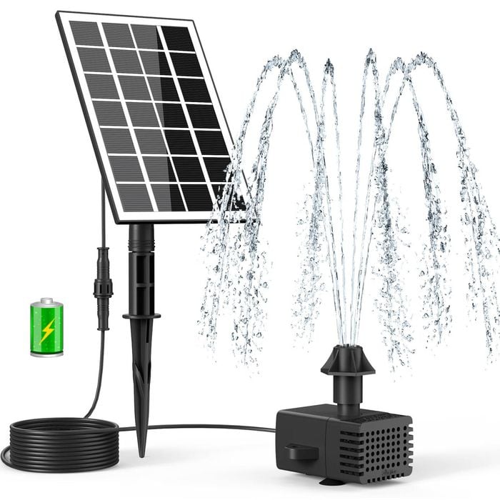 Solar Water Fountain 7v 3.5w With 2000mah Battery, 7 Nozzles