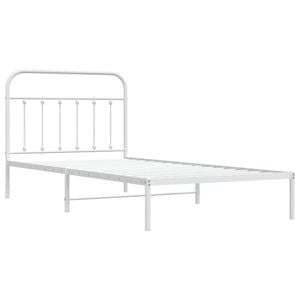 vidaXL Bed Frame Metal Bed Base with Headboard White Bed Base King Single Size