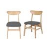 Levede 2x Dining Chair Kitchen Table Chair Natural Wood Linen Fabric Cafe Lounge