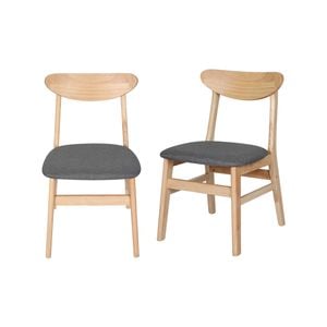Levede 2x Dining Chair Kitchen Table Chair Natural Wood Linen Fabric Cafe Lounge