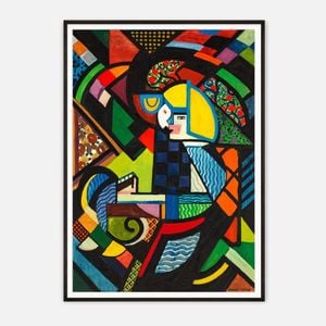 Galrie Vibrant Abstract Geometric Art Print by Eytan Saban – Colorful Wall Decor, Black Frame, 50 x 70cm (20 x 28inch)