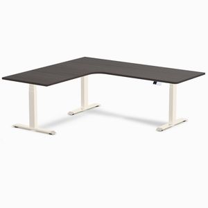 Desky L-Shape Melamine Sit Stand Desk Wheat Frame 200x180cm Left Return