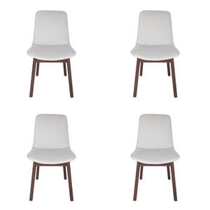 Pack of 4 | Cozy Upholstered Dining Chair | Walnut Legs - Light Grey Fabric