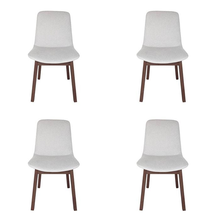 Pack of 4 | Cozy Upholstered Dining Chair | Walnut Legs - Light Grey Fabric