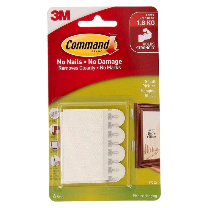 Command Small White Adhesive Picture Hanging Strips - 4 Pack