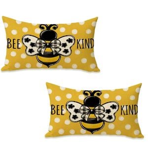 Catzon 2 Pcs Summer Lumbar Pillow Covers Linen Pillowcase for Home Decor-Set 40