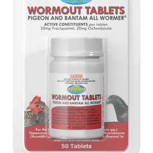 Vetafarm Wormout Tablets Pigeon & Bantam All Wormer 50 Pack