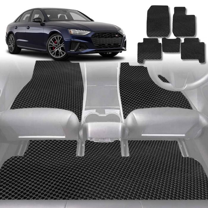 6D Diamond Car Floor Mats for Audi A4 S4 RS4 2016-Current-Full Set-Black-Outback GT