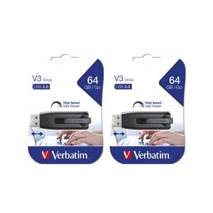 2x Verbatim Store'n'go V3 64gb Usb 3.0 Stick Drive - Grey