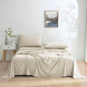 Dreamaker Micro Flannel Sheet Set Double Bed Cream