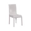 2x Steel Frame White Leatherette Medium High Backrest Dining Chairs with Wooden legs