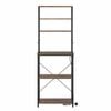 Ufurniture Bakers Rack with Power Outlet 6 Tiers Microwave Stand Coffee Bar Table Kitchen Storage Shelf 60*40*165cm Rustic Brown