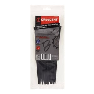 Crescent 200 x 4.6mm Releasable Two-Way Cable Ties – 50 Pack 