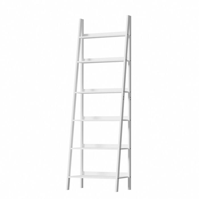 Oikiture Bookshelf 6 Tier Corner Ladder Shelf Home Storage Display Rack White