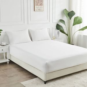 LINENOVA Bamboo 40cm Deep Pocket Bed Sheets Soft Fitted Sheet - Double，White