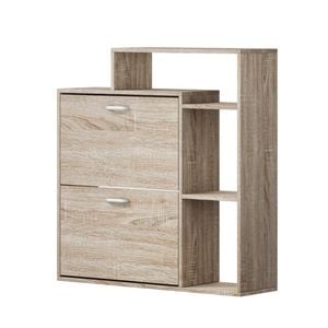 Oikiture Shoe Cabinet Storage 2 Doors Shoes Rack Display Wooden with Shelves