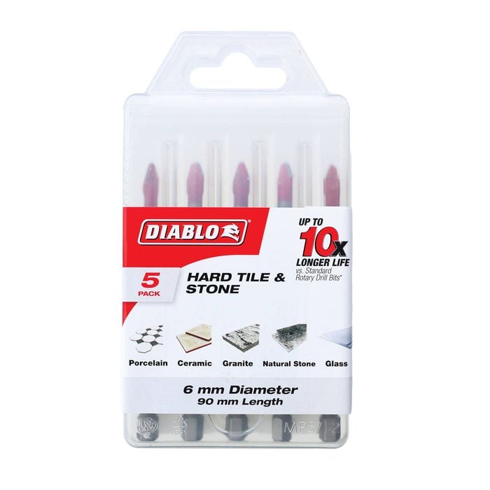 Diablo 6 x 90mm Speedemon Ceramic And Tile Drill Bit - 5 Pack