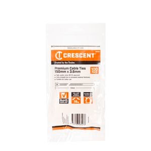 CRESCENT 150 x 3.6mm Natural Cable Ties - 100 Pack