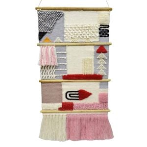 Artisan Decor Handwoven Woollen Wall Hanging-AD20-Pink/Multi-50x100cm